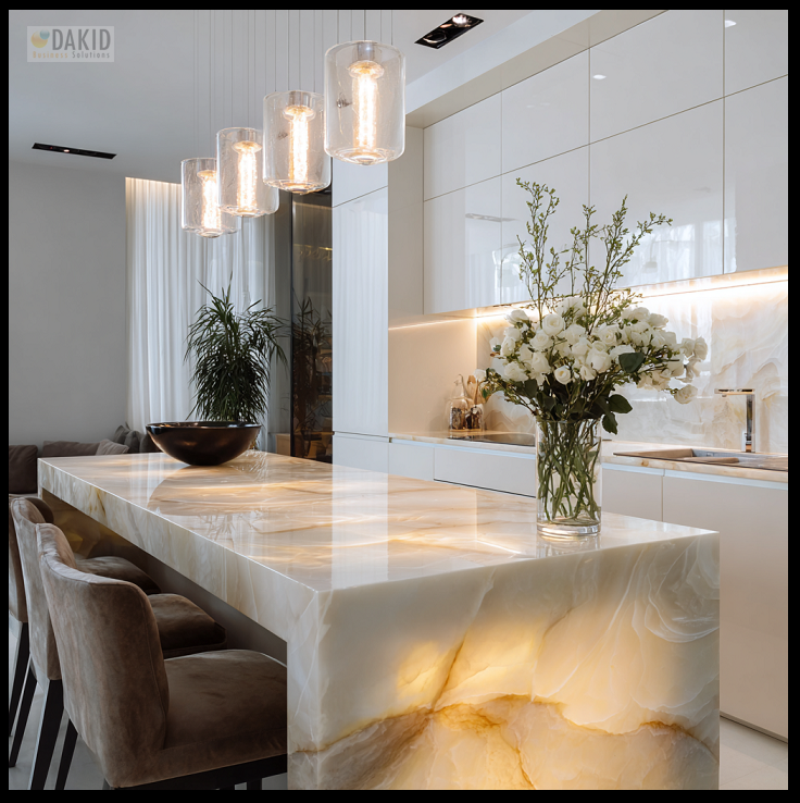 onyks w kuchni - blal i wyspa z onyksu